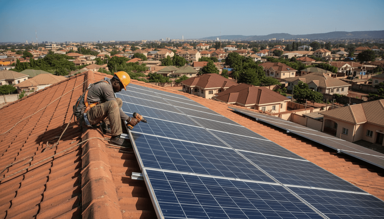 Solar panel installation on a residential rooftop in Abuja