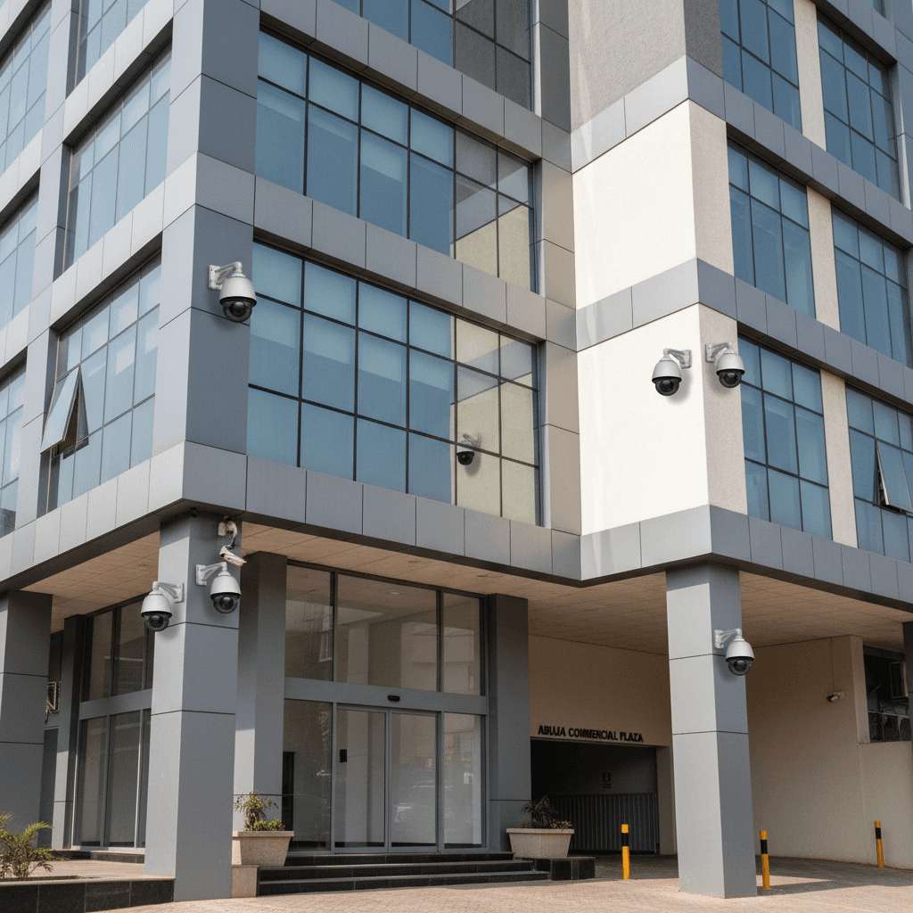 CCTV camera installation on commercial building