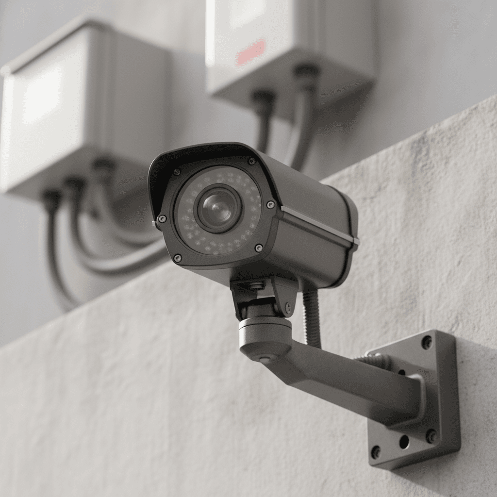 CCTV camera installation detail and mounting