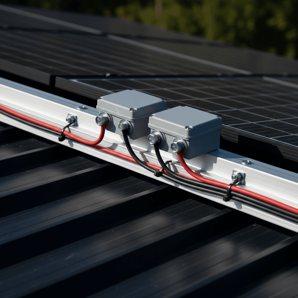 Solar panel wiring and connection details